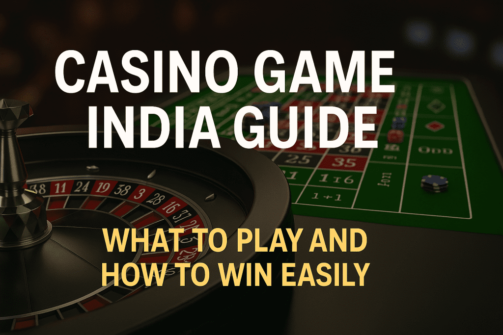 Casino roulette wheel and betting table with bold guide text in a lively gaming setting