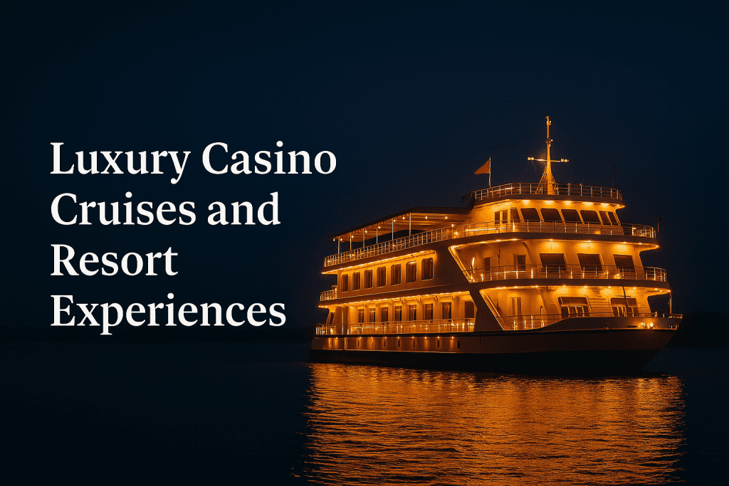 Luxury casino cruise ship glowing at night on the Arabian Sea